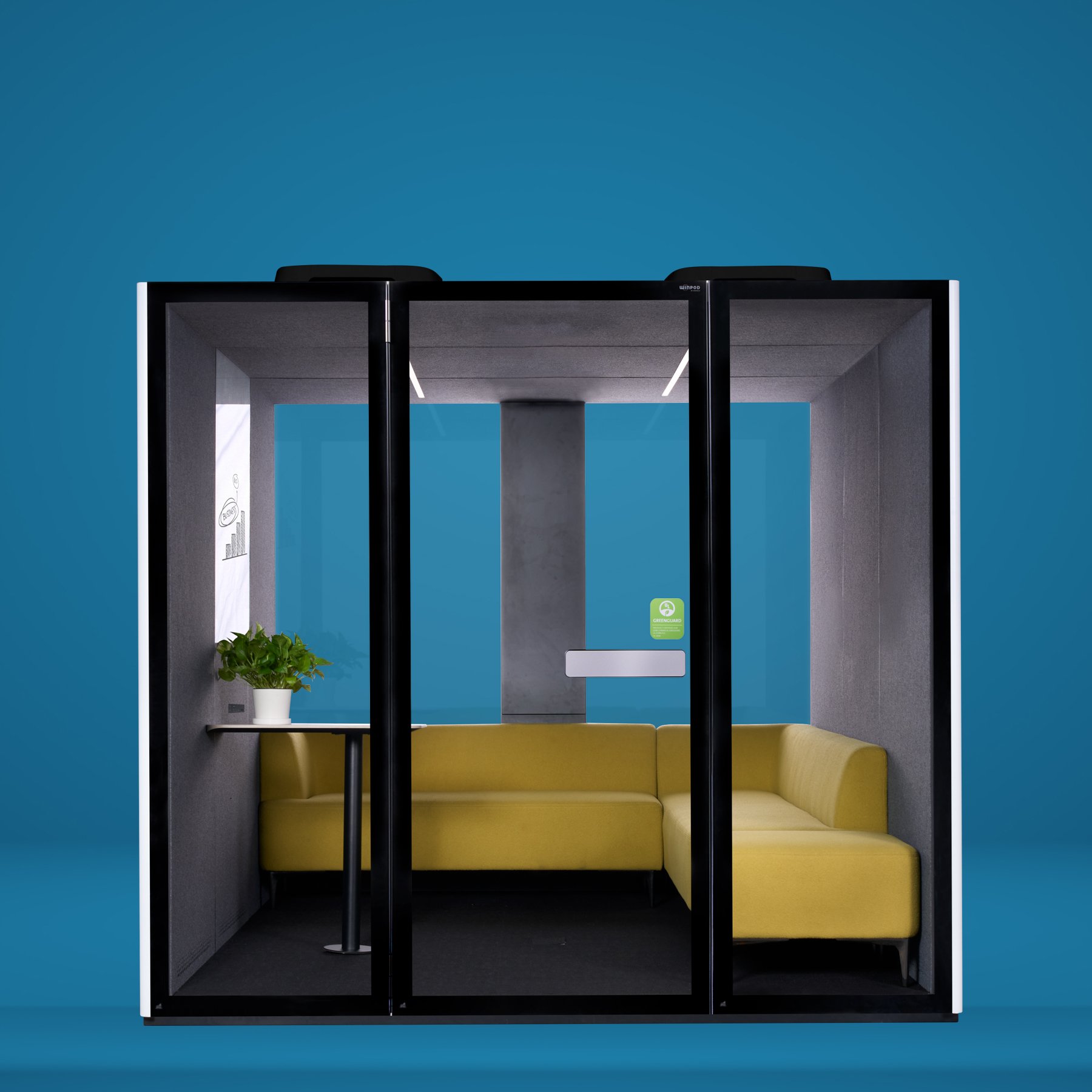High Acoustic Rating Innovative Office Pod Booth M POD 3.0 (2400 X 3000 X 2280mm) with Sofa for Meeting Privacy Serenity Relax